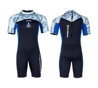 Gray 2,XL,Traje de Neopreno Shorty 1,5 mm para Niños y Niñas, Traje de Una Pieza de Manga Corta con Cremallera Trasera, Traje Térmico con Protección Solar UPF 50+ para Surf, Natación y Snorkel