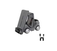 (Gray) 3-in-1 Forklift Wireless Charging Station with Clock & Ambient Light