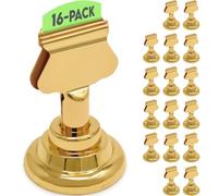 Gray Bunny Tarjeteros para números de mesa, clip de arpa de metal dorado, 16 piezas, soportes para tarjetas de 1.7 pulgadas, soporte para letreros de mesa para fotos, bodas, menús, letreros de