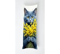 Gray Cats Body Pillow Case Cover 40x120cm, Long Backrest Cushion Pillow Protector with Zipper, Decorative Bedding Pillowcase, Soft Body Pillow Cover for Couch Bedroom Bouquet
