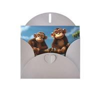 Gray JKIEGOQ Two Monkeys - Tarjeta de felicitación de 10 x 15 cm para Navidad, día de San Valentín, boda, tarjetas de invitación a fiestas