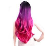 Gray Pink Wig Ladies Synthetic Heat-resistant Hair Cosplay Wig 60 Cm 280 G Long Straight Hair 24inches ombre purple pink