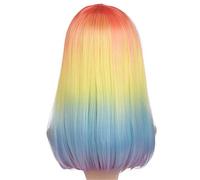 Gray Pink Wig Ladies Synthetic Heat-resistant Hair Cosplay Wig 60 Cm 280 G Long Straight Hair 24inches rainbow