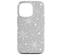 Gray Snowflakes Pattern Winter Christmas Holidays Snow Carcasa para iPhone 13 Pro