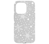 Gray Snowflakes Pattern Winter Christmas Holidays Snow Carcasa para iPhone 15 Pro