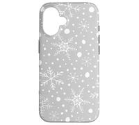 Gray Snowflakes Pattern Winter Christmas Holidays Snow Carcasa para iPhone 16