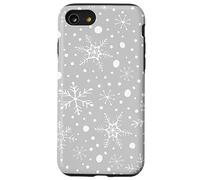 Gray Snowflakes Pattern Winter Christmas Holidays Snow Carcasa para iPhone SE (2020) / 7/8