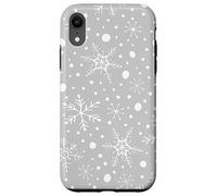 Gray Snowflakes Pattern Winter Christmas Holidays Snow Carcasa para iPhone XR