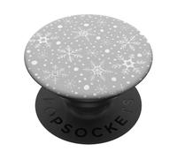 Gray Snowflakes Pattern Winter Christmas Holidays Snow PopSockets PopGrip Adhesivo