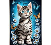 GRAY TABBY KITTEN & BUTTERFLIES * KITTY CAT LOVE - Cute Mini Journal Diary Scratch Art Doodle Jot Blank Pad: ֍ 5x7~Greeting Note Card Size֎ EXPRESS ... Shower Holiday Childrens Party Favor Gift