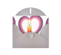 Gray WHJSHOP Candles on the sea of heart - Tarjeta de felicitación con estampado de velas - Papel nacarado de alta gama, doble cara, efecto perlado, hebilla de amor, sobre de papel perlado