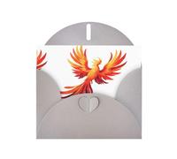Gray WHJSHOP Fire Phoenix Flying in the Starry Sky - Tarjeta de felicitación de papel nacarado de alta gama, doble cara, efecto perlado, hebilla de amor, sobre de papel perlado