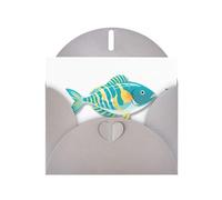Gray WHJSHOP Fish in Summer - Tarjeta de felicitación con impresión de papel perlado de alta gama, doble cara, con hebilla de amor, sobre de papel perlado
