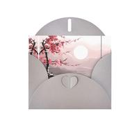 Gray WHJSHOP - Tarjeta de felicitación con diseño de árbol de bambú y flores de cerezo, papel nacarado de alta gama con efecto perla de doble cara