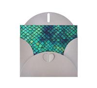 Gray WHJSHOP - Tarjeta de felicitación con diseño de escamas de sirena - Papel nacarado de alta gama, doble cara, efecto perla, hebilla de amor, sobre de papel perlado