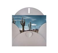 Gray WHJSHOP - Tarjeta de felicitación con estampado de cactus - Papel nacarado de alta gama, doble cara, efecto perlado, hebilla de amor, sobre de papel perlado