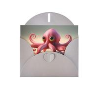 Gray WHJSHOP - Tarjeta de felicitación con estampado de calamar de fresa, papel nacarado de alta gama con efecto perla de doble cara