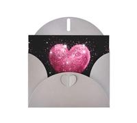 Gray WHJSHOP - Tarjeta de felicitación con estampado de corazón rojo y purpurina rosa, papel nacarado de alta gama, doble cara, efecto perlado, hebilla de amor, sobre de papel perlado