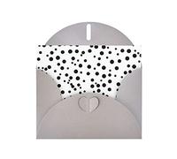 Gray WHJSHOP - Tarjeta de felicitación con estampado de lunares blancos y negros, papel nacarado de alta gama, doble cara, efecto perlado, hebilla de amor, sobre de papel perlado