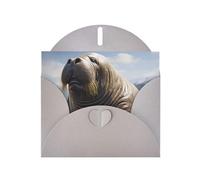 Gray WHJSHOP - Tarjeta de felicitación con estampado de morsas, papel nacarado de alta gama con efecto perla de doble cara