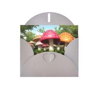Gray WHJSHOP - Tarjeta de felicitación con estampado de setas de colores brillantes, papel nacarado de alta gama con efecto perla de doble cara