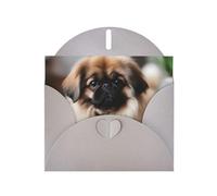 Gray WHJSHOP - Tarjeta de felicitación con estampado pekinés, papel nacarado de alta gama con efecto perla de doble cara