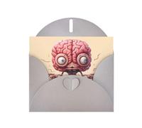 Gray WHJSHOP - Tarjeta de felicitación con impresión de cerebro humano, papel nacarado de alta gama, doble cara, efecto perlado, hebilla de amor, sobre de papel perlado