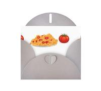 Gray WHJSHOP - Tarjeta de felicitación con impresión de pasta de tomate de dibujos animados, papel nacarado de doble cara, con hebilla de amor, sobre de papel perlado