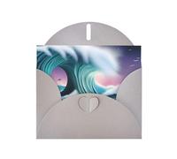 Gray WHJSHOP - Tarjeta de felicitación con impresión de tsunami, papel nacarado de alta gama con efecto perla de doble cara