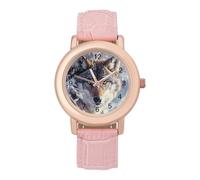 Gray Wolf in The Snowy - Reloj analógico de cuarzo para mujer, elegante, correa de piel