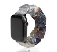 Gray Wolf in The Snowy Scrunchie - Correa de repuesto elástica suave compatible con Apple Watch, 42mm/44mm, Acero inoxidable, No es una piedra preciosa