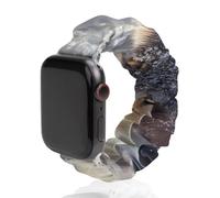 Gray Wolf in The Snowy Scrunchie - Correa de repuesto elástica suave compatible con Apple Watch, 42mm/44mm, Acero inoxidable, No es una piedra preciosa