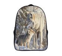 Gray Wolf Mother And Cubs Bolsas Niños Con Diseño Transpirable Y Cremallera Snowy Forest Mochila Escolar Estudiantes Adolescentes Chicos Chicas 16 inch