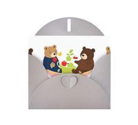 Gray YYHWHJDE People in Teacups - Tarjeta de felicitación con estampado de oso y manzana, 6 x 4 pulgadas, diseño moderno y único para varias ocasiones