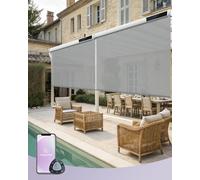 Graywind Estor exterior eléctrico, toldo vertical, resistente al agua, protección solar inteligente, con mando a distancia, compatible con Alexa Google (100 x 240 cm, 3% gris fresco)