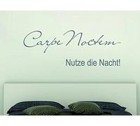 Graz Design - Adhesivo Decorativo para Pared, diseño con Texto en latín y alemán Carpe Noctem Nutze Die Nacht, marrón, 110 x 40 cm