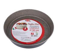 Graziano, Bandeja redonda, fabricada íntegramente en aluminio y dotada de 7 capas de revestimiento antiadherente y antiarañazos, ideal para hacer panes de España y mucho más, sin PFOA, diámetro de 32