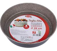 Graziano, Bandeja redonda, fabricada íntegramente en aluminio y dotada de 7 capas de revestimiento antiadherente y antiarañazos, ideal para hacer panes de España y mucho más, sin PFOA, diámetro de 28