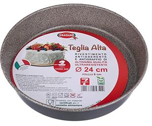 Graziano, Bandeja redonda, fabricada íntegramente en aluminio y dotada de 7 capas de revestimiento antiadherente y antiarañazos, ideal para hacer panes de España y mucho más, libre de PFOA, diámetro