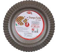 Graziano, Molde Furbo para tarta, fabricado en acero al carbono y con 7 capas de revestimiento antiadherente, ideal para hacer tartas dulces y saladas, color negro, diámetro 30 cm