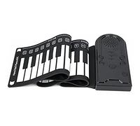 Grcfumo 49 teclas portátiles Piano enrollable, teclado de piano enrollado a mano, piano de viaje de teclado plegable para niños y adultos (Negro)