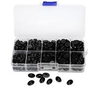 Grcfumo 580 ojos y narices de muñeca, juego de plástico negro de tamaños mixtos, suministros para hacer juguetes DIY para peluche y Amigurumi (580 piezas por caja (negro))