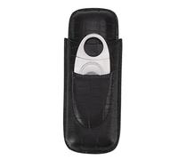 Grcfumo Case de cigarros de Cuero, Caja de cigarros de Cuero de Cuero portátiles con Cortador de cigarros, Soporte Negro de cigarros para Hombres para Hombres
