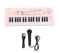 Grcfumo Electronic Organ, 37 Key Piano Keyboard with Microphone, Portable Musical Education Instrument Toy for Children (Rose)