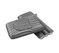 Grcfumo Estuche para cigarros, Estuche para cigarros con 3 Dedos con patrón Tejido de Moda, Estuche portátil para humidificador de cigarros de Cuero de Viaje para Accesorios para (Plata)