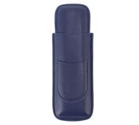 Grcfumo Estuche para Puros, Elegante Estuche para Puros de Viaje Delgado Hecho a Mano Vintage, Porta Cigarros Portátil con 2 Dedos, para Viajes, Fiestas, Negocios, Bleu