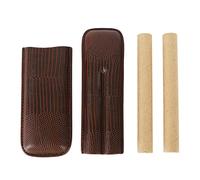 Grcfumo Estuche para Puros, Estuche de Viaje para Puros portátil, Estuche de Cedro de Cuero PU, Estuche para Puros marrón con 2 Dedos para Aniversario de Viaje