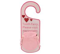 Grcfumo Percha para puerta de hada de los dientes, caja de dinero para el hada de los dientes, caja de recuerdos de dientes de leche para los dientes perdidos de los niños, (Pink)