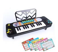 Grcfumo Piano eléctrico, teclado de aprendizaje de música electrónica para niños de plástico, teclado de piano para principiantes portátiles para educación temprana (with Sheets 25 Keys 11 Modes)