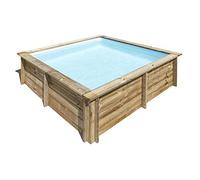 Gre 790000 790000-Piscina de Madera Cuadrada SUNBAY 225 x 225 x 68 cm Con escalera-y filtro de Arena 2 m3/h cartucho